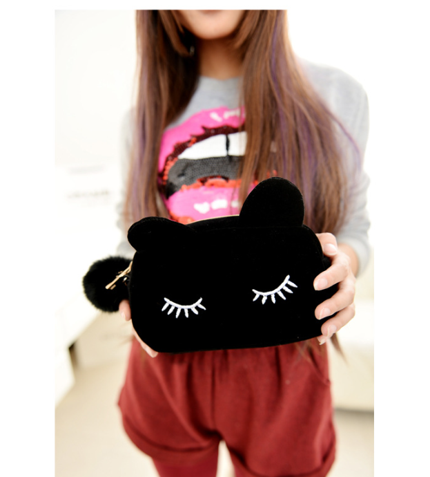 Cute Cat Cosmetic Bag Blue