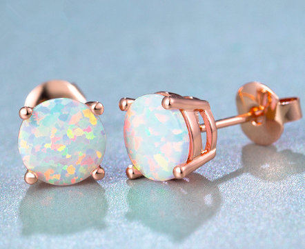 Opal Earrings Rose Gold