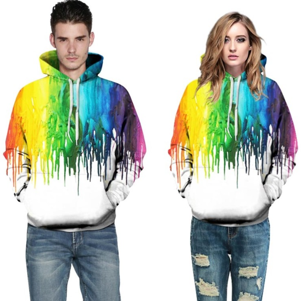 3D Colorful Paint Flower Hoodie Image 1