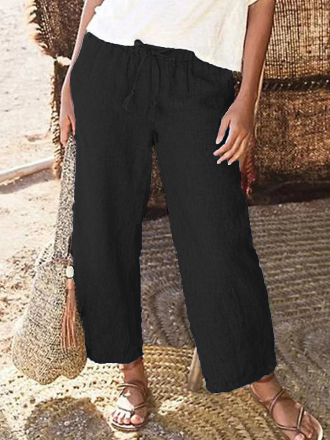 Solid Color Trousers Image 2