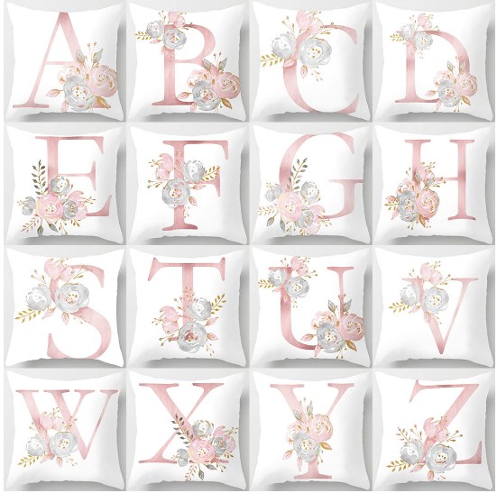 Pink Letter Cushion Cover 3