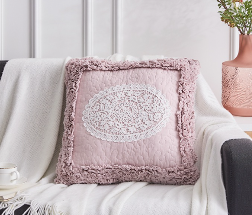 Cotton sofa pillowcase in Pink color