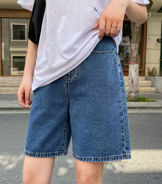 High Waisted Denim Shorts - Back View