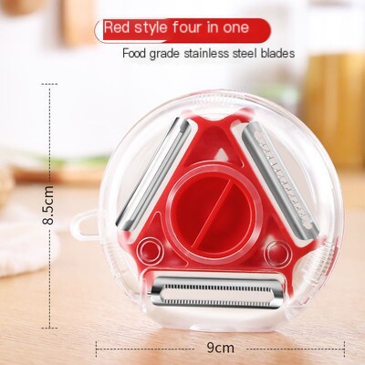 3-in-1 Multi-Function Rotating Fruit Peeler - Red