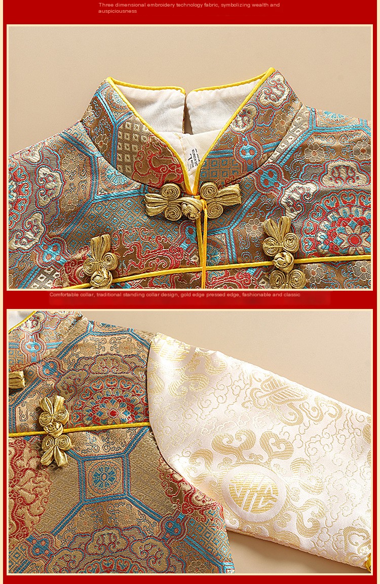 23 autumn new male baby one year old catch weekly birthday party 100 days dress Chinese Tang suit crown dress wholesale