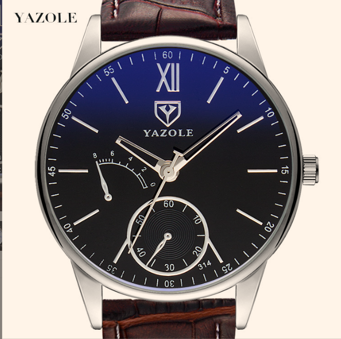 Men's Quartz Watch - White Plate Black Belt