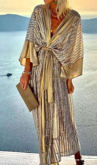 Sequin Patchwork Cardigan Robe