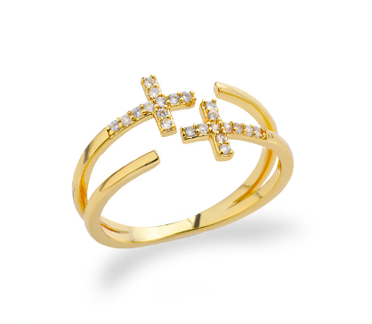Double Cross Ring in Gold