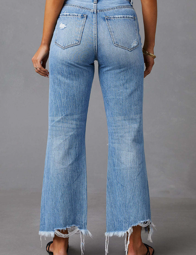 Distressed Raw Hem Jeans Details