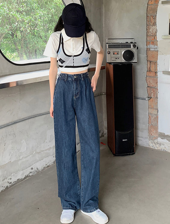 Blue Boyfriend Loose Fit Jeans - Back View