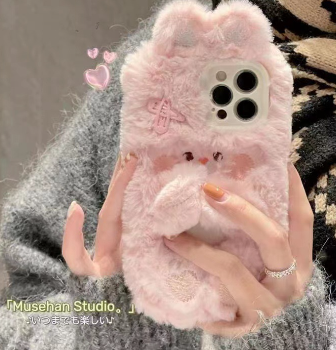 Plush Bow Pink Rabbit Phone Case
