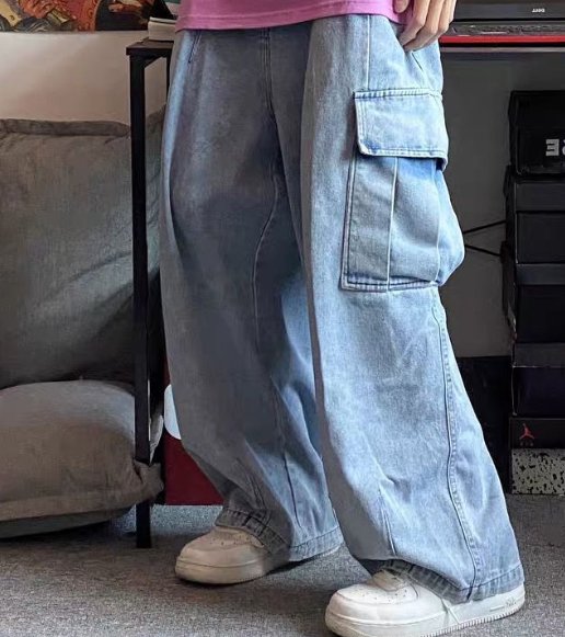 Men's High Street Vintage Washed Loose Wide Leg Jeans