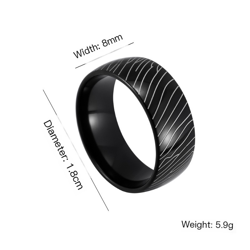 Grey Ceramic Deer Antler Men's Ring Image 2