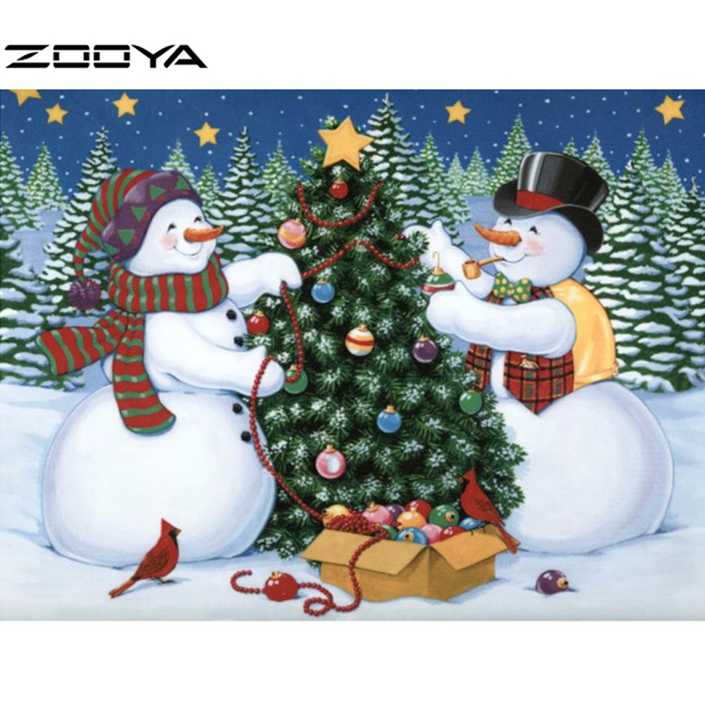Christmas Tree Snowman Diamond Painting