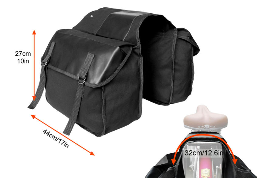 Motorcycle Canvas Side Bag - Black