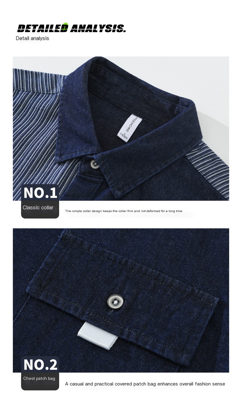 Denim contrasting color striped shirt