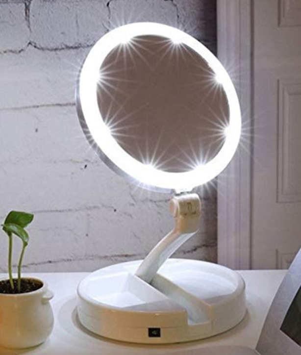 Folding LED Makeup Mirror