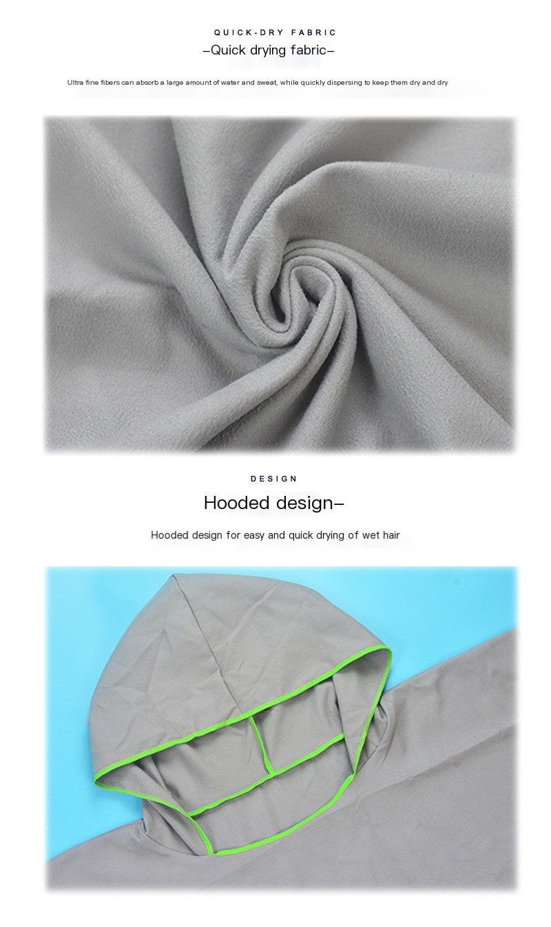HiTurbo quick-drying cloak Cape Beach changing bathrobe double-sided velvet hooded bath towel absorbent quick-drying