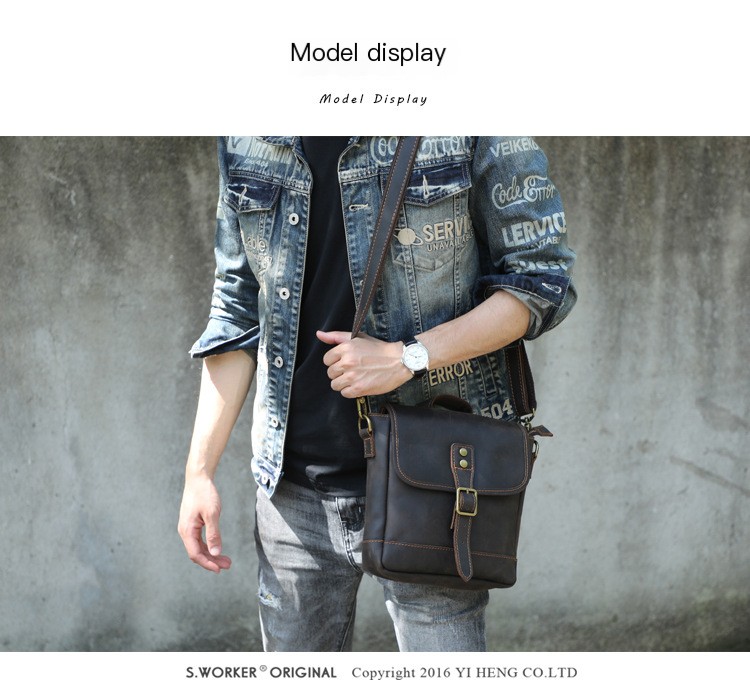Cowhide Men's Messenger Bag Image 2