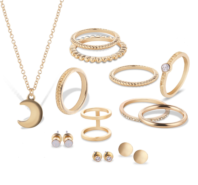Fashion Joint Ring Necklace and Earring Set