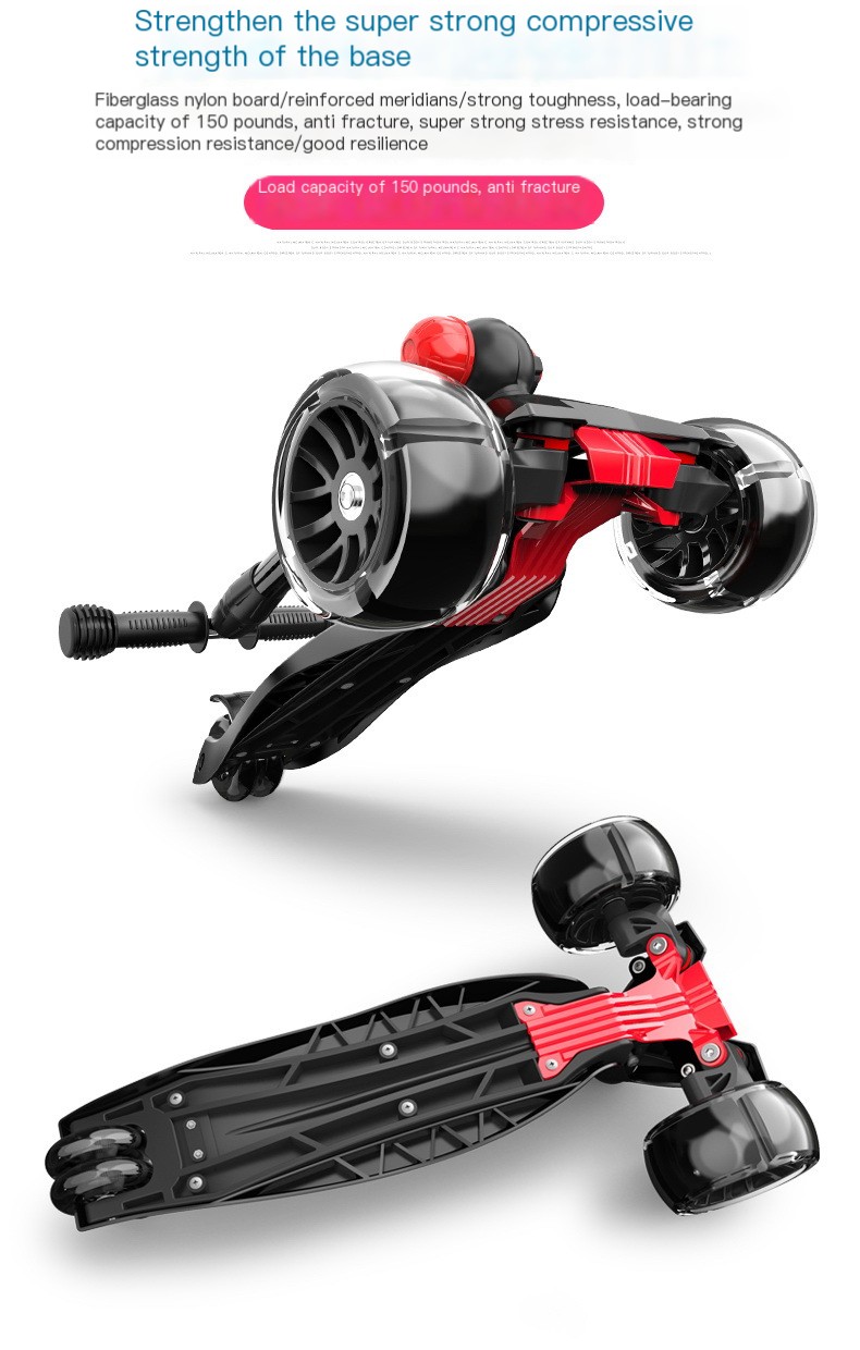 Swiss surfing children folding scooter boys and girls graffiti wide wheel scooter three four-wheel flash pulley