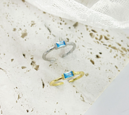 Natural Topaz Ring Geometric Design