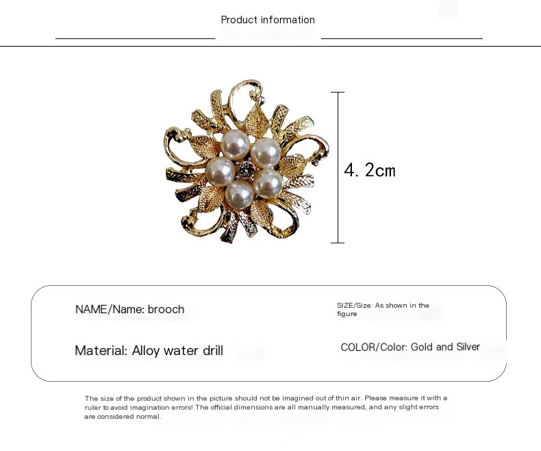 Korean Diamond Flower Brooch Silver