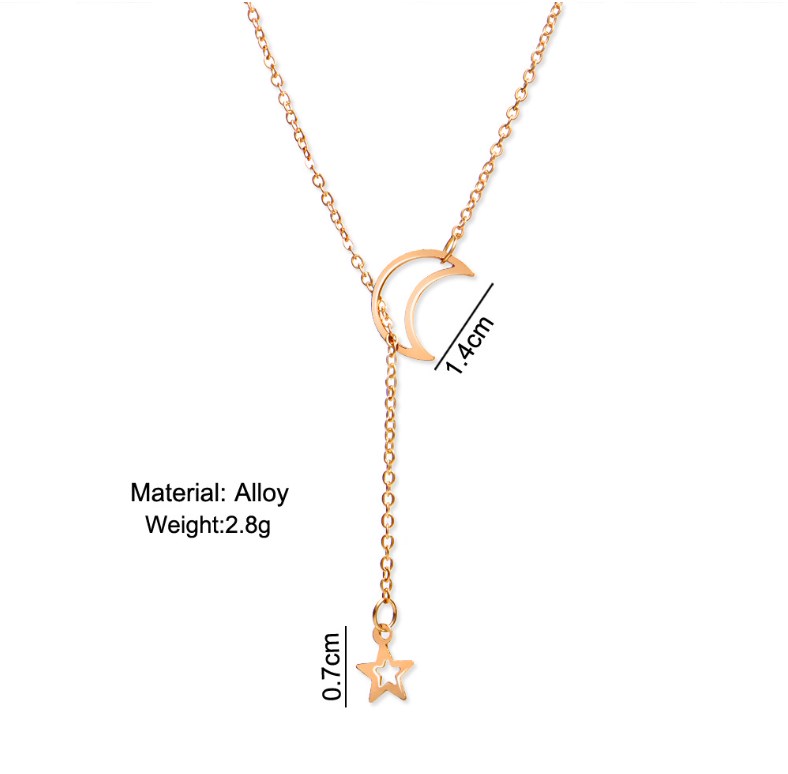 Simple Moon Star Pendant Choker Necklace