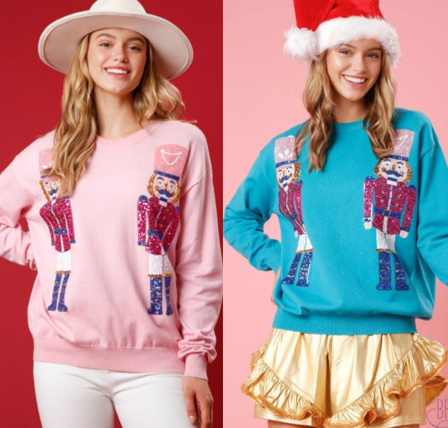 Women's Round Neck Loose Christmas Sequined Sweater 7