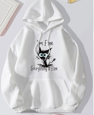 European and American Cat Fleece-lined Hoodie Image 2