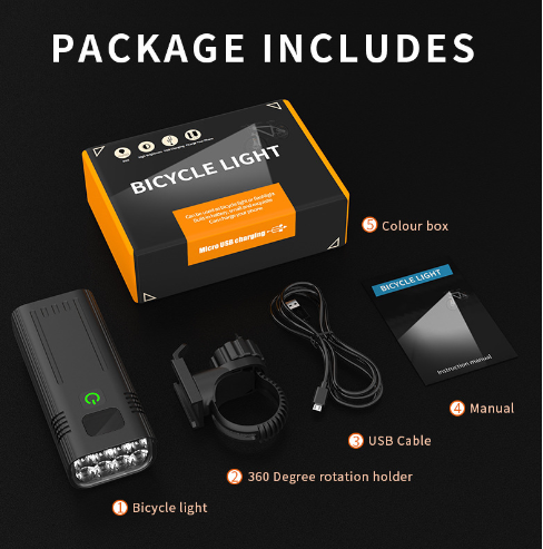 Bicycle Headlight with 8 T6 LEDs 6,400 Lumens USB Rechargeable