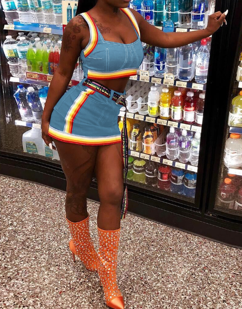 Colorful Denim Skirt Set Image 2