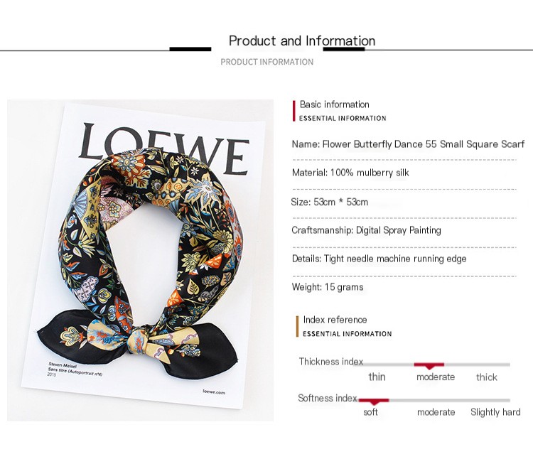 Flower Butterfly Dance Silk Scarf