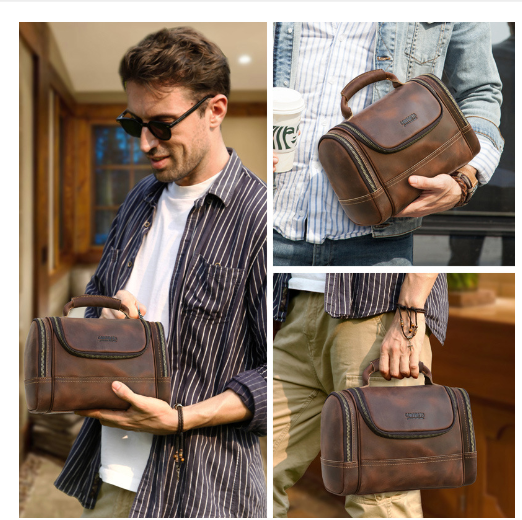 Luxurious Genuine Leather Men's Toiletry Bag