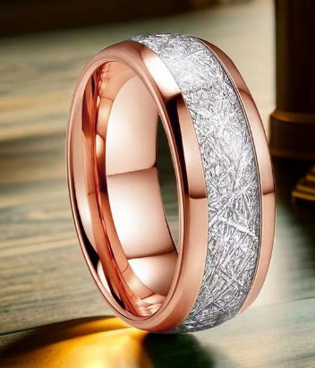 Rose Gold Tungsten Ring Inlay