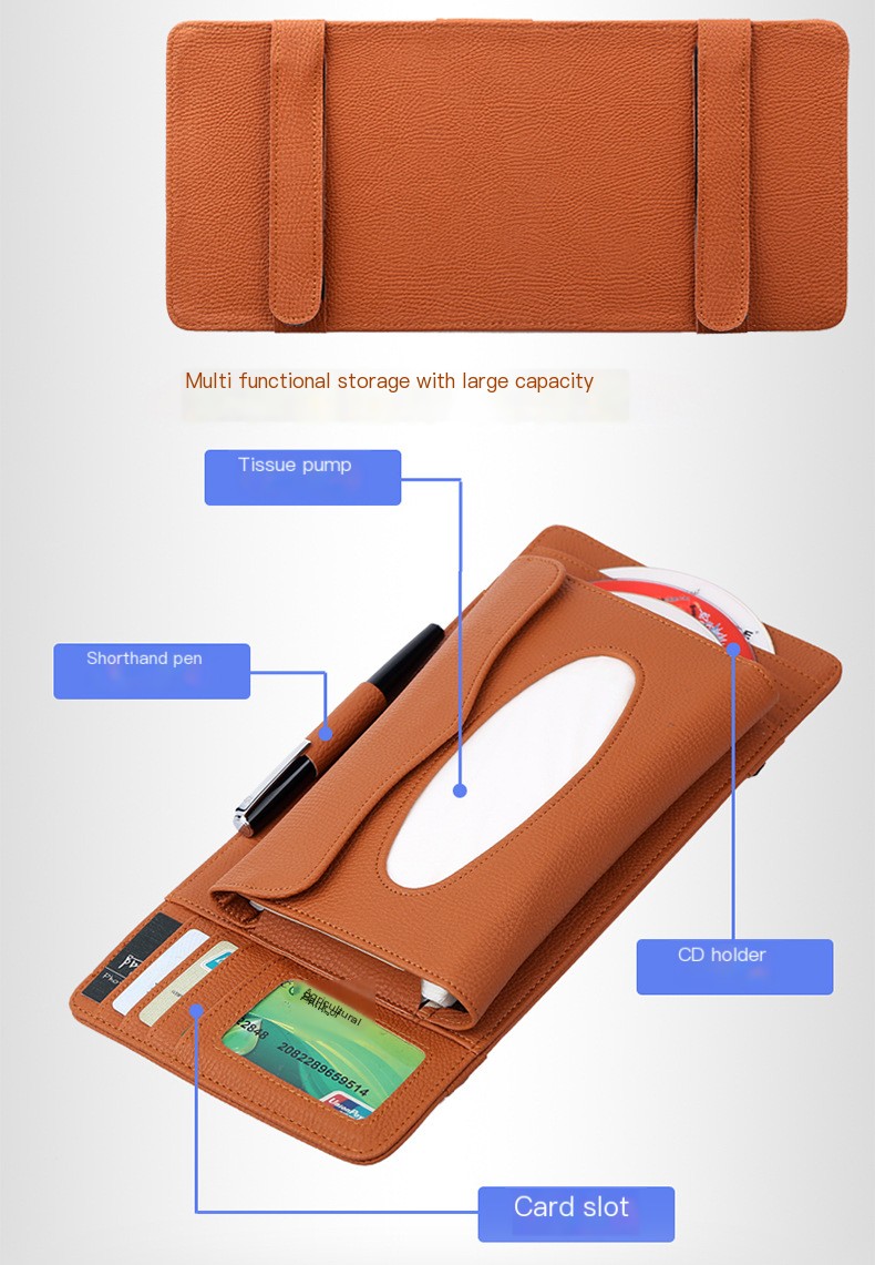 Car Sun Visor Organizer - Brown