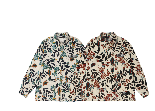 Retro floral trend couple casual floral beach shirt summer short-sleeved shirt men