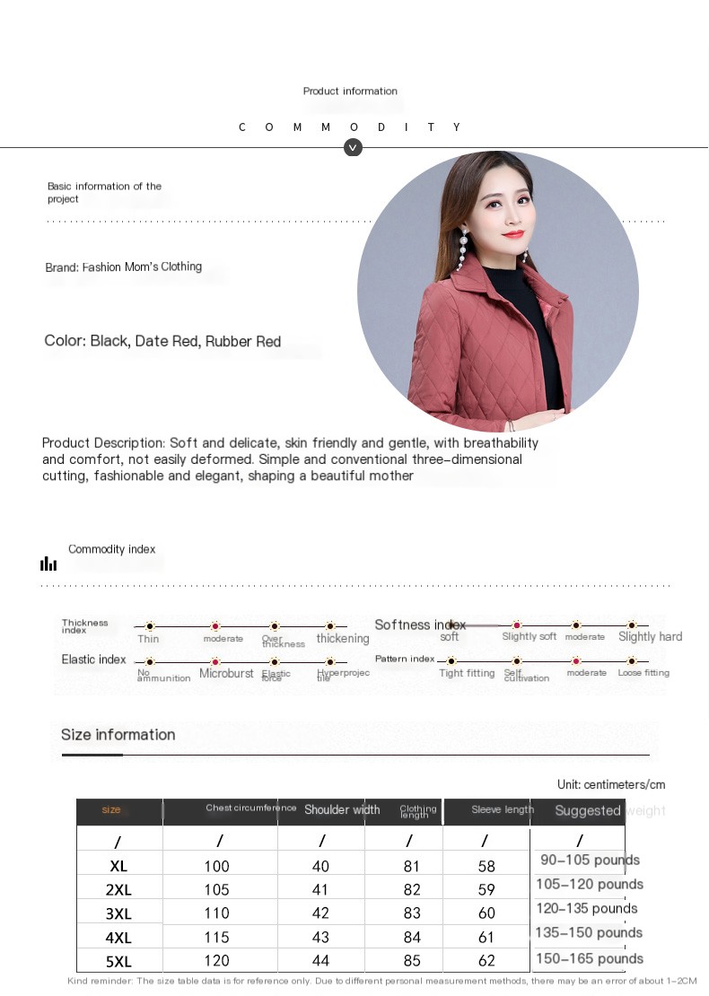 Middle-aged and elderly thick shirt Women's thin cotton-padded coat mid-length slim-fit 50-year-old mother autumn cotton-padded jacket cotton-padded jacket jacket coat