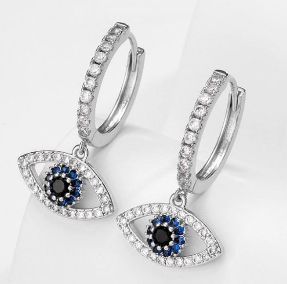 Devil's Eye Blue Zircon Earrings