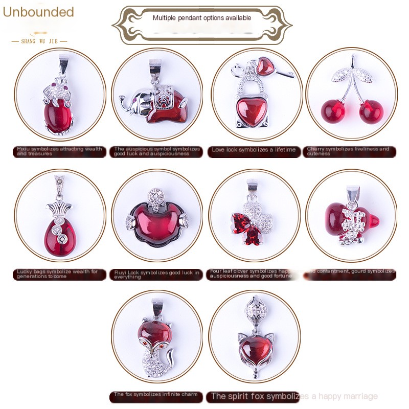 S925 Silver Necklace with Garnet Pendant