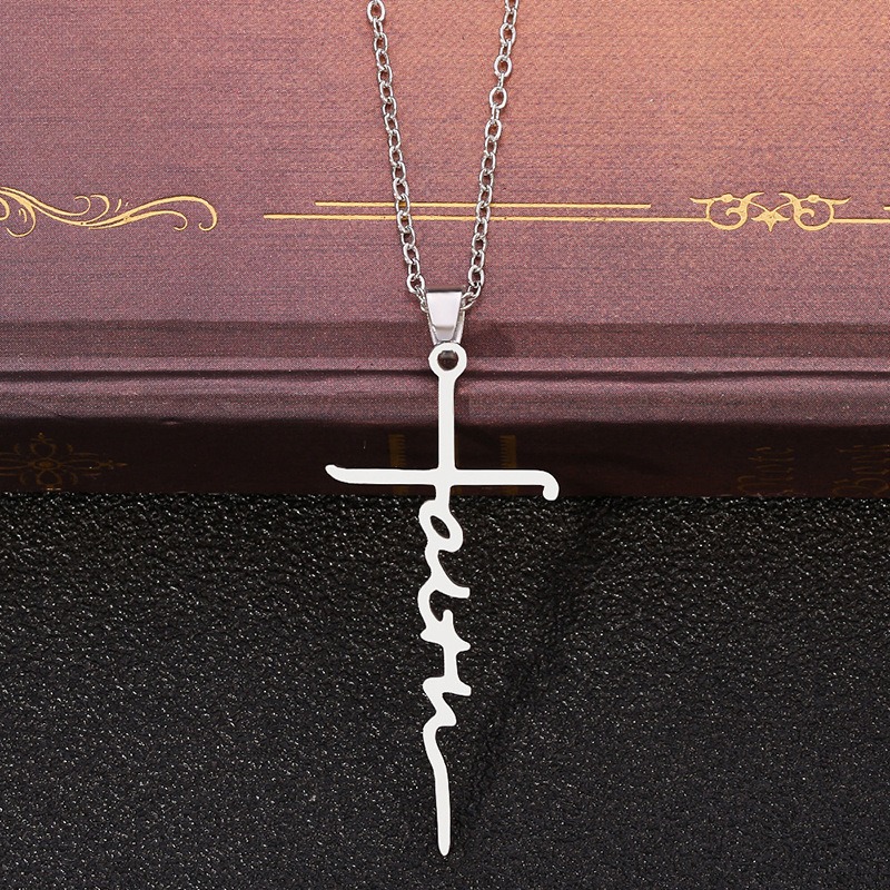 Stainless Steel Christian Cross Necklace - Silver