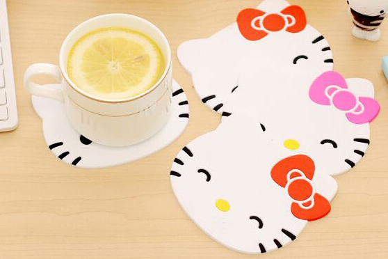 Hello Kitty posavasos cocina mantel Mesa estera casa taza bebida taza té café pad bebida Accesorios silicona Barra de silicona