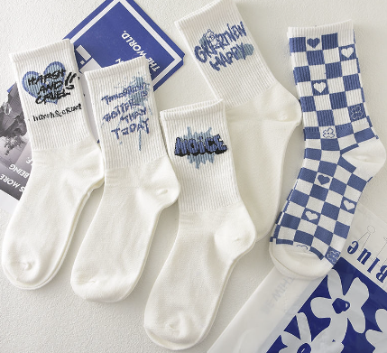 Girls Socks Blue Dog Short Socks 2