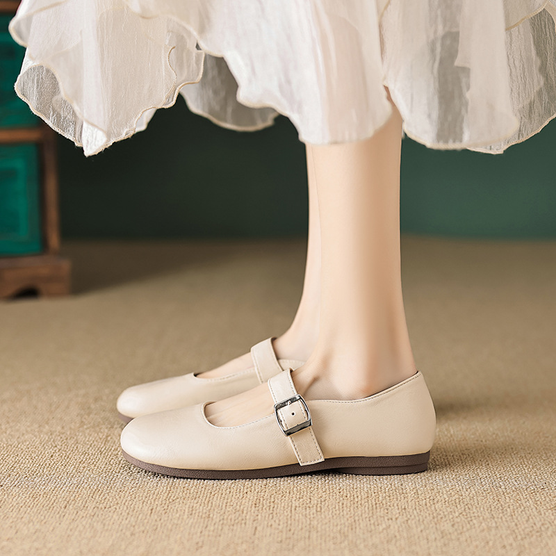 Khaki Mary Jane Shoes