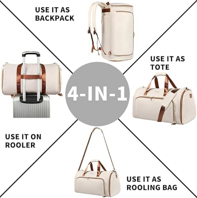 2024 new fashion travel suit bag convertible clothing bag wear-resistant folding storage hanging bag can be crossbody backpack image