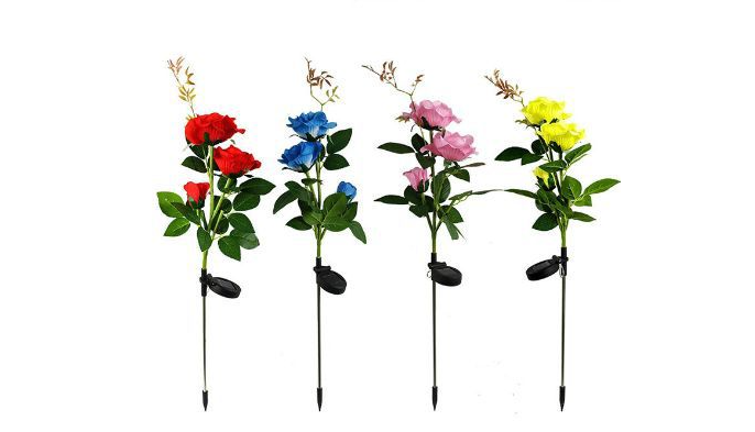 3 Head White Rose Flower Solar Light
