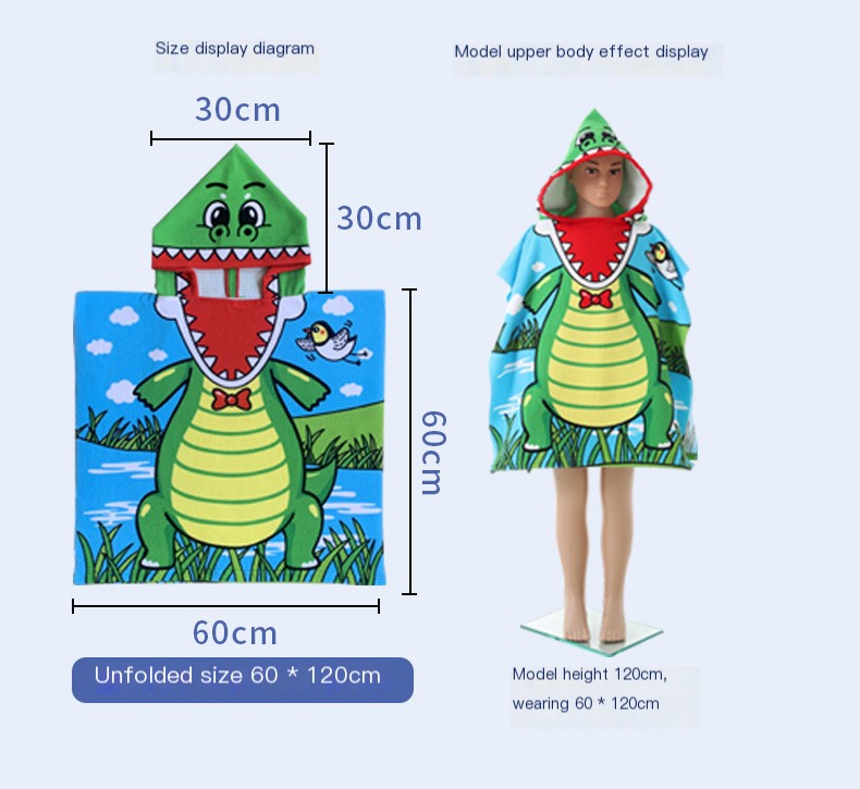 Microcredit Explosions Large Children's Bath Towel Cloak Reactive Printing Hooded Bathrobe Cloak Absorbent Quick-drying Wearing Bath Towel