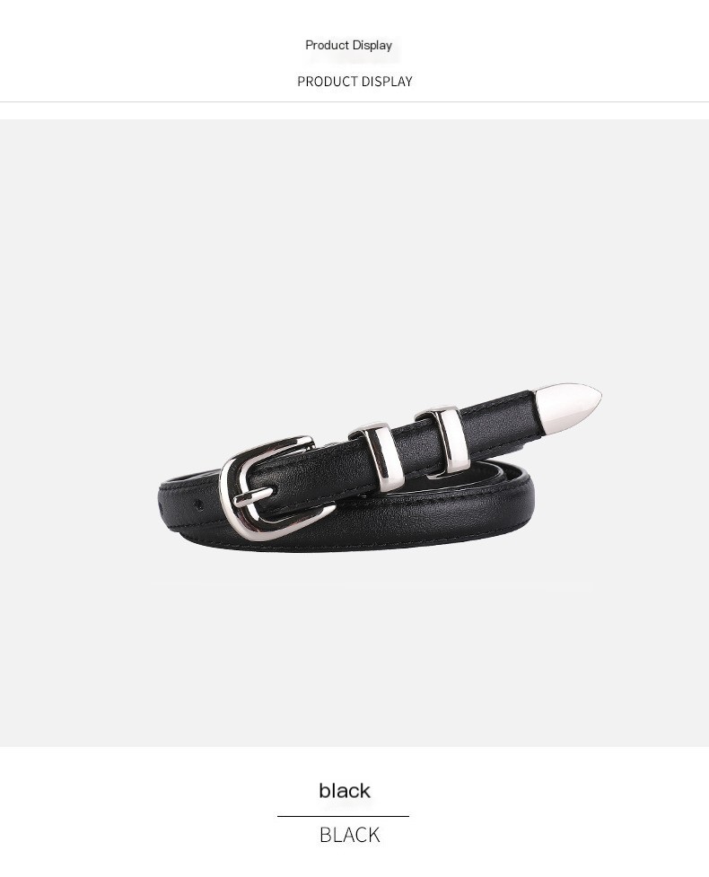 Fashionable Genuine Leather Thin Waist Belt - White