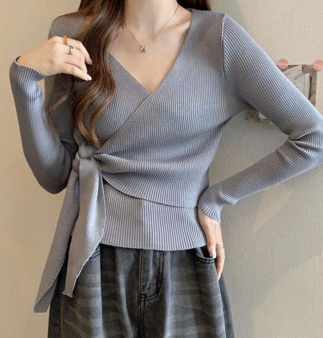 V-neck cross tie cropped top 6