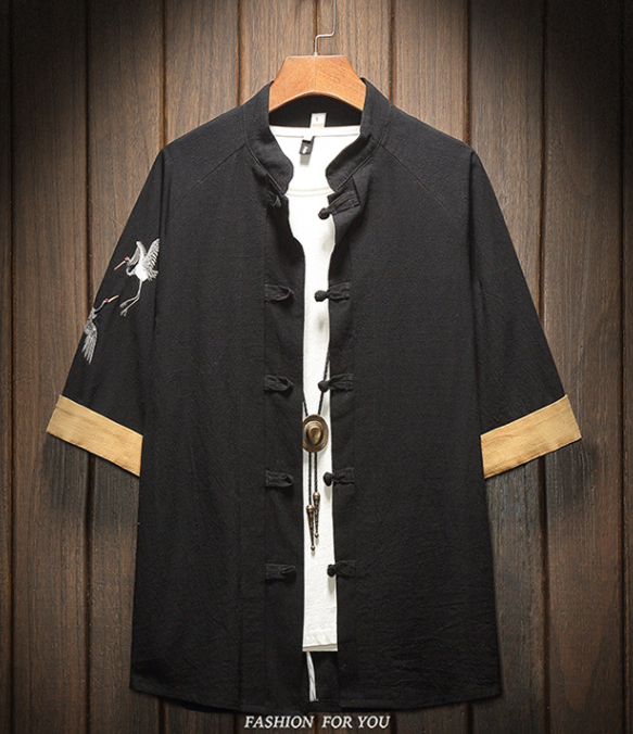 Crane Embroidered Shirt Image 3